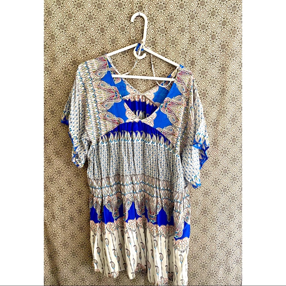 Velzera Floral Baby Doll Paisley Print Mini Dress PLUS